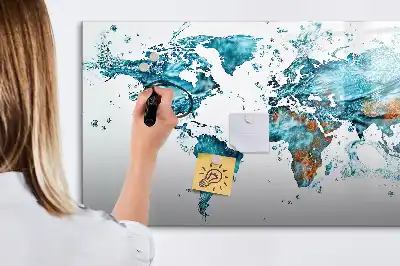 Vízi világtérkép mágneses tábla filctollal