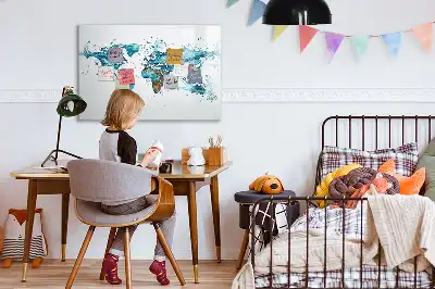 Vízi világtérkép mágneses tábla filctollal