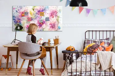 Mágneses törölhető tábla festett virágok mintával