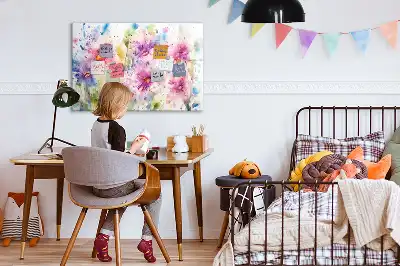 Mágneses törölhető tábla festett virágok mintával