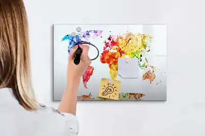 Mágneses törölhető tábla akvarell világtérkép mintával