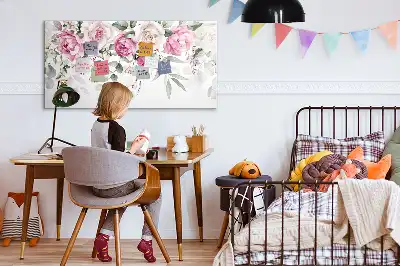 Mágneses törölhető tábla akvarell rózsák mintával