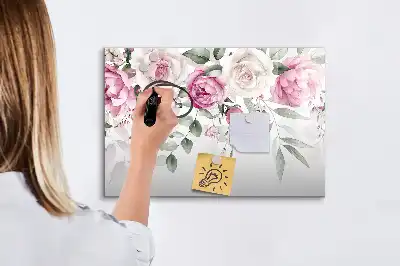 Mágneses törölhető tábla akvarell rózsák mintával