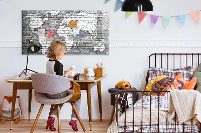 Mágneses világtérkép tábla filctollal tégla színű változatban