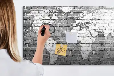 Mágneses világtérkép tábla filctollal tégla színű változatban