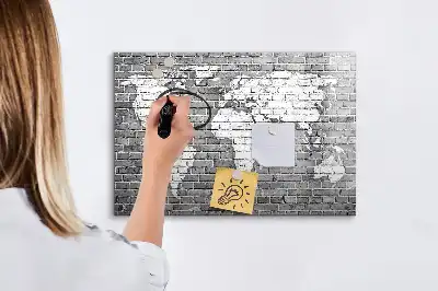 Mágneses világtérkép tábla filctollal tégla színű változatban