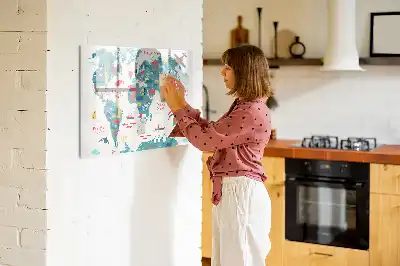 Mágneses törölhető tábla képes világtérkép mintával