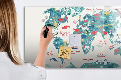 Mágneses törölhető tábla képes világtérkép mintával