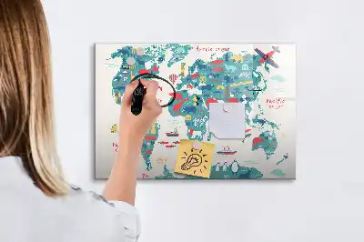 Mágneses törölhető tábla képes világtérkép mintával