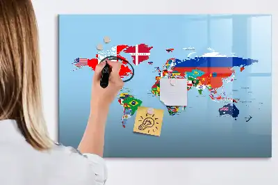 Zászlós térkép mágneses tábla filctollal