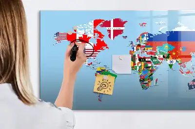 Zászlós térkép mágneses tábla filctollal