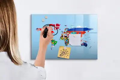 Zászlós térkép mágneses tábla filctollal