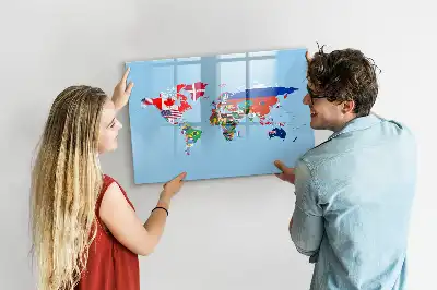 Zászlós térkép mágneses tábla filctollal