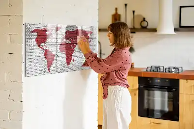 Mágneses törölhető tábla világtérkép téglafal mintával