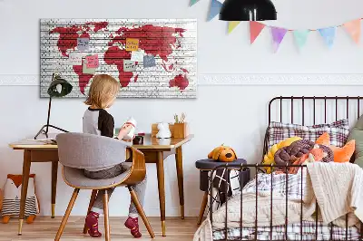 Mágneses törölhető tábla világtérkép téglafal mintával