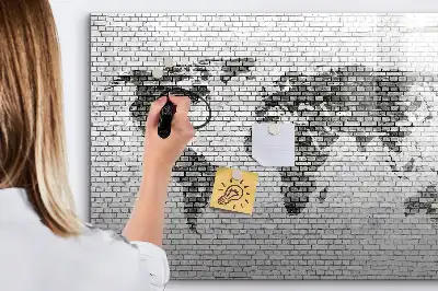 Mágneses világtérkép téglafal mintázatú kivitel filctollal