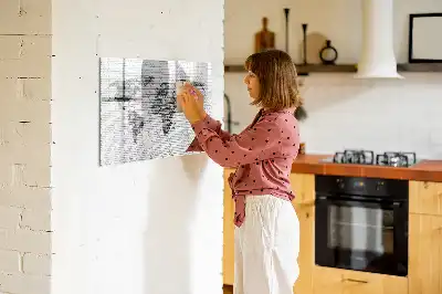 Mágneses világtérkép téglafal mintázatú kivitel filctollal