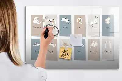 Mágneses törölhető tábla macskás mintás naptár
