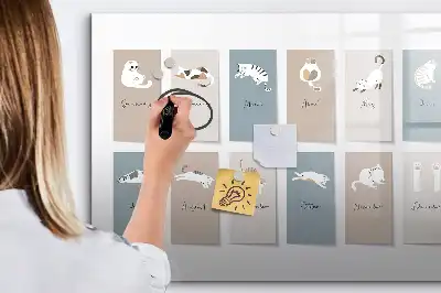 Mágneses törölhető tábla macskás mintás naptár