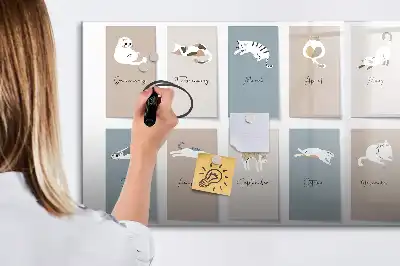 Mágneses törölhető tábla macskás mintás naptár