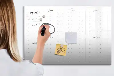 Mágneses heti tervező tábla filctollal