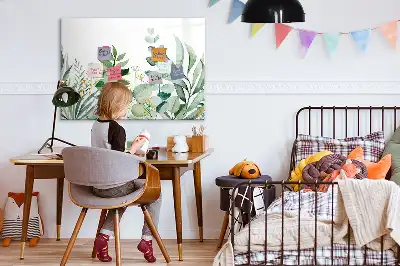Mágneses tábla filctollal akvarell levelek mintával
