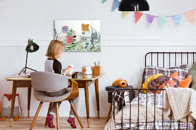 Mágneses tábla filctollal akvarell levelek mintával