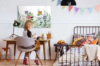Mágneses tábla filctollal akvarell levelek mintával
