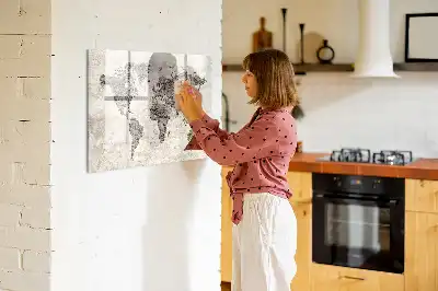 Mágneses törölhető világtérkép újságos stílusú tábla