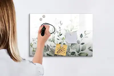Mágneses tábla filctollal növényi levelek mintával