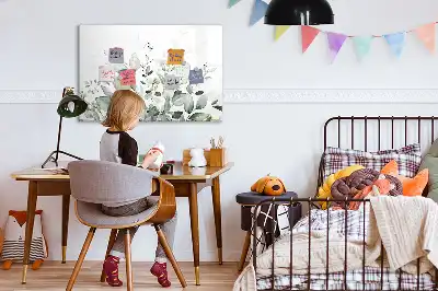 Mágneses tábla filctollal növényi levelek mintával
