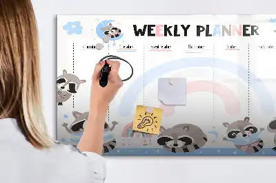 Heti tervező tábla gyerekeknek mágneses kivitelben filctollal