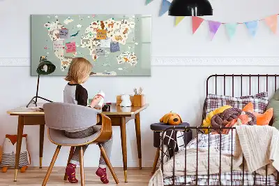 Állatos világtérkép mágneses tábla filctollal