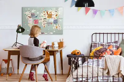 Állatos világtérkép mágneses tábla filctollal