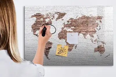Mágneses világtérkép téglás kivitelben, filctollal