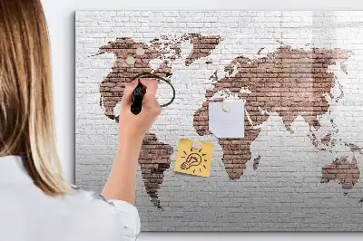 Mágneses világtérkép téglás kivitelben, filctollal
