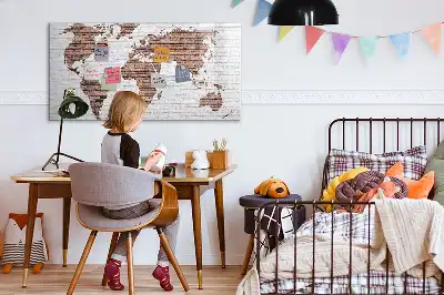 Mágneses világtérkép téglás kivitelben, filctollal