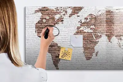 Mágneses világtérkép téglás kivitelben, filctollal