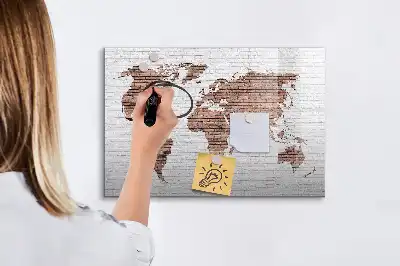 Mágneses világtérkép téglás kivitelben, filctollal