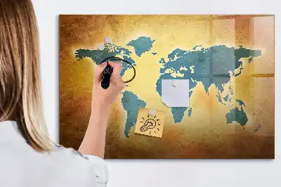 Mágneses törölhető tábla régi világtérkép mintával
