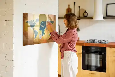 Mágneses törölhető tábla régi világtérkép mintával