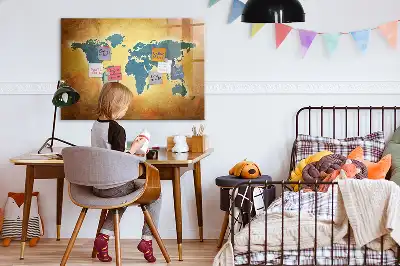 Mágneses törölhető tábla régi világtérkép mintával