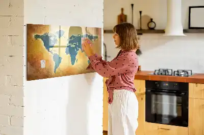 Mágneses törölhető tábla régi világtérkép mintával