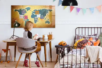 Mágneses törölhető tábla régi világtérkép mintával