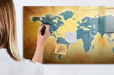 Mágneses törölhető tábla régi világtérkép mintával