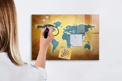Mágneses törölhető tábla régi világtérkép mintával