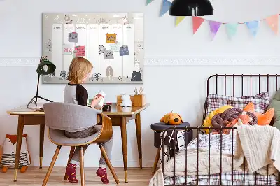 Mágneses törölhető tábla heti tervező állatos mintával