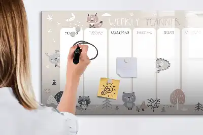 Mágneses törölhető tábla heti tervező állatos mintával
