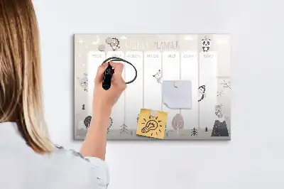 Heti tervező mágneses tábla filctollal