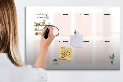 Mágneses törölhető tábla heti tervező kivitelben